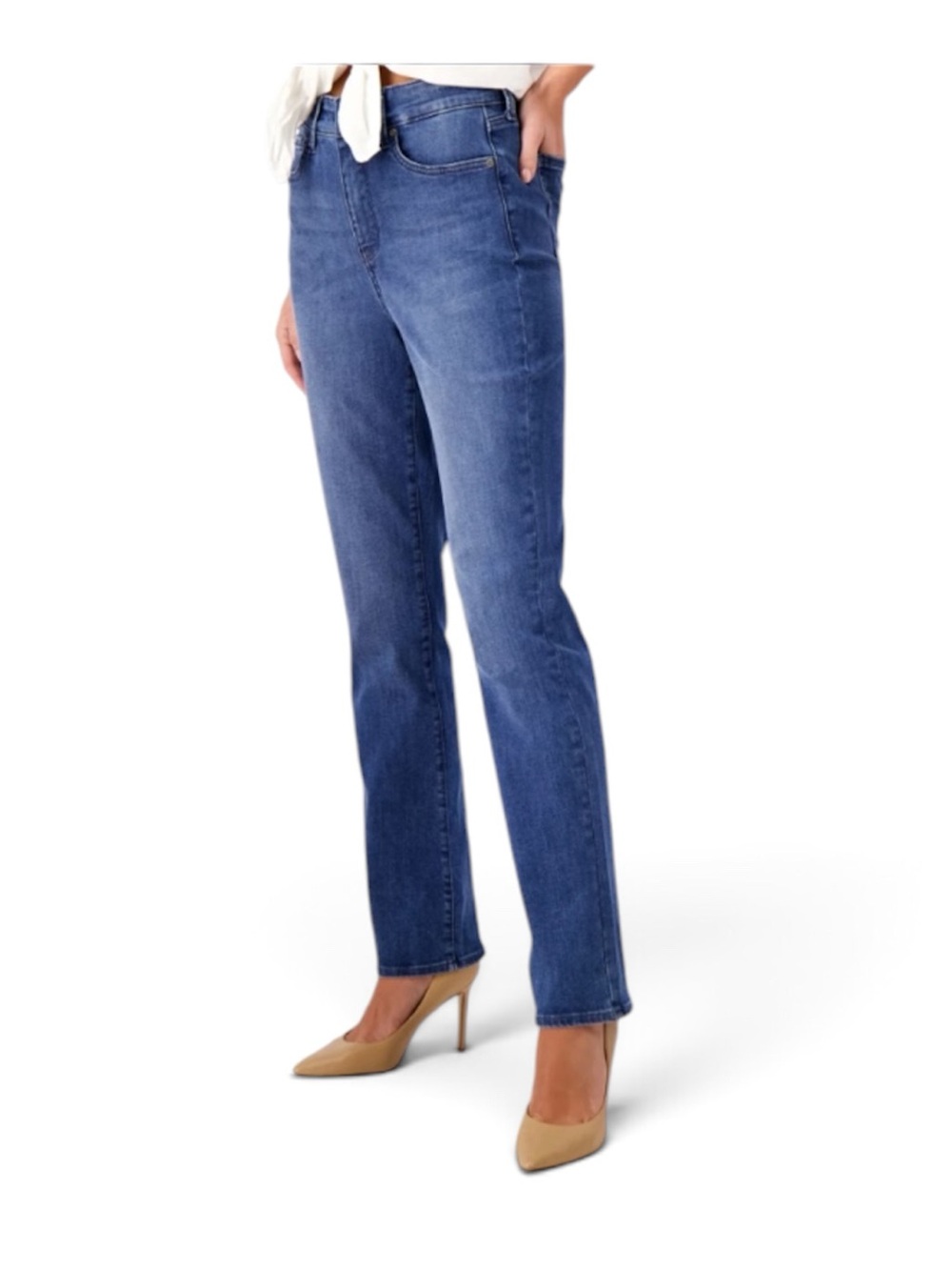 NYDJ Curves 360 Marilyn Straight Leg High Rise Jeans Stretch Size 14P 14x28